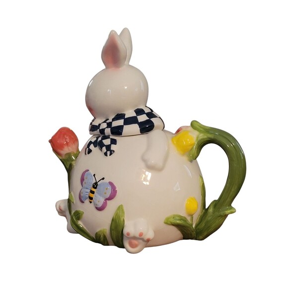 Mercuries 5 Pc Easter Bunny Tea Set Springtime Bunny Ceramic Tea Pot Sugar Cream - Picture 2 of 16